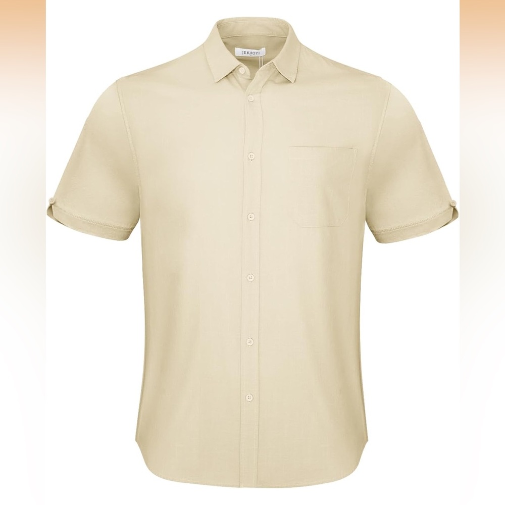 Men's Classic Beige Button-Down Shirt